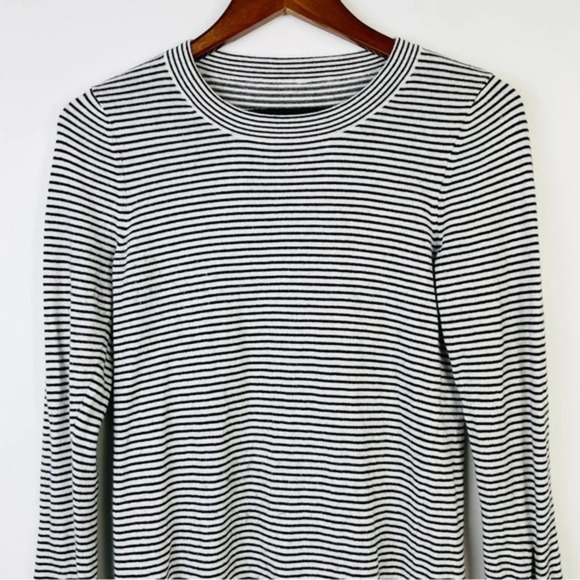 LOFT Wool Blend Striped Tie Cuff Sweater Top - Picture 4 of 7